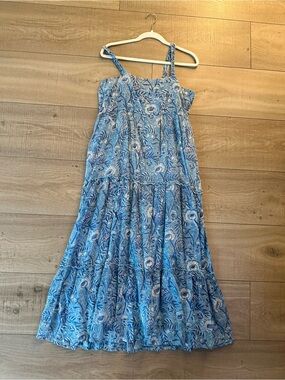 Madison Matthews Blue Floral Maxi Sundress size large